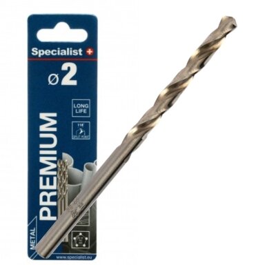 Specialist+ SPECIALIST+ metalo grąžtas PREMIUM, 2 mm, 3 vnt.