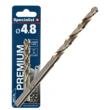 Specialist+ SPECIALIST+ metalo grąžtas PREMIUM, 4.8mm, 2 vnt.
