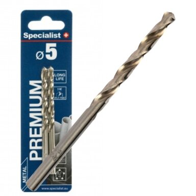Specialist+ SPECIALIST+ metalo grąžtas PREMIUM, 5 mm, 2 vnt.