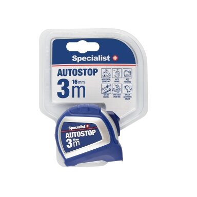 Specialist+ SPECIALIST+ ruletė AUTOSTOP 3 m, 16 mm