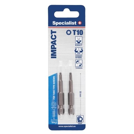 Specialist+ SPECIALIST+ antgalis TORX GRIP T10, 50mm, 2 vnt. 1 Specialist+ SPECIALIST+ antgalis TORX GRIP T10, 50mm, 2 vnt. 1