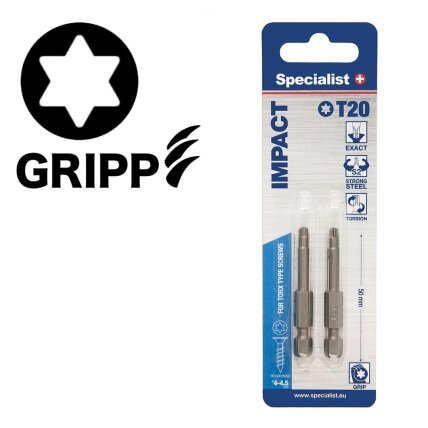 Specialist+ SPECIALIST+ antgalis TORX GRIP T20, 50mm, 2 vnt.