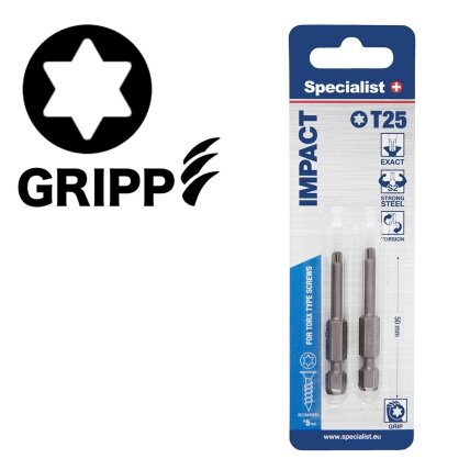 Specialist+ SPECIALIST+ antgalis TORX GRIP T25, 50mm, 2 vnt. Specialist+ SPECIALIST+ antgalis TORX GRIP T25, 50mm, 2 vnt.