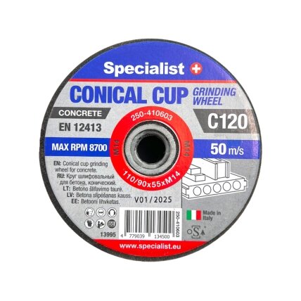 Specialist+ SPECIALIST+ betono šlif. taurė C120, 110/90x55xM14 mm 1