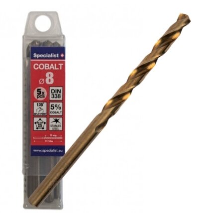 Specialist+ SPECIALIST+ metalo grąžtas COBALT, 8 mm, 5 vnt. Specialist+ SPECIALIST+ metalo grąžtas COBALT, 8 mm, 5 vnt.