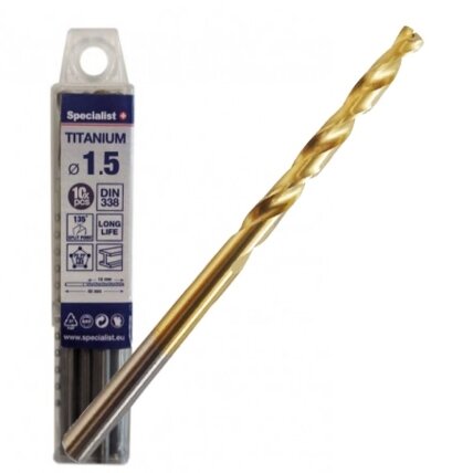 Specialist+ SPECIALIST+ metalo grąžtas TITAN, 1.5 mm, 10 vnt.