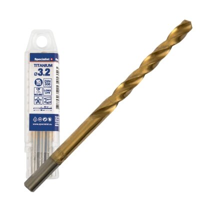 Specialist+ SPECIALIST+ metalo grąžtas TITAN, 3.2 mm, 10 vnt.