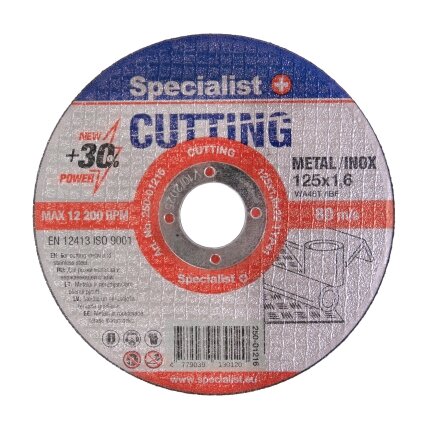 Specialist+ SPECIALIST+ metalo pj.diskas CUTTING, 125x1.6x22 mm Specialist+ SPECIALIST+ metalo pj.diskas CUTTING, 125x1.6x22 mm