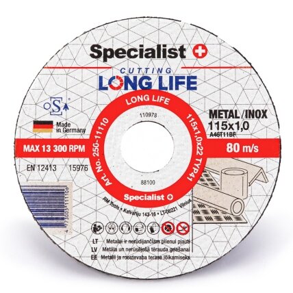 Specialist+ SPECIALIST+ metalo pj.diskas LONG LIFE, 115x1x22 mm 4 Specialist+ SPECIALIST+ metalo pj.diskas LONG LIFE, 115x1x22 mm 4