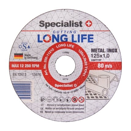 Specialist+ SPECIALIST+ metalo pj.diskas LONG LIFE, 125x1x22 mm Specialist+ SPECIALIST+ metalo pj.diskas LONG LIFE, 125x1x22 mm