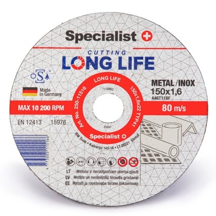 Specialist+ SPECIALIST+ metalo pj.diskas LONG LIFE, 150x1.6x22 mm Specialist+ SPECIALIST+ metalo pj.diskas LONG LIFE, 150x1.6x22 mm