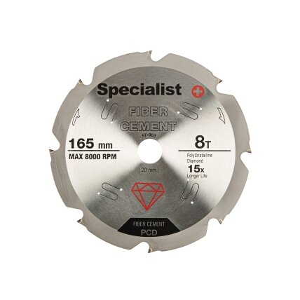 Specialist+ SPECIALIST+ pj. diskas pluošt. cementui, 8T 165 x 20 mm