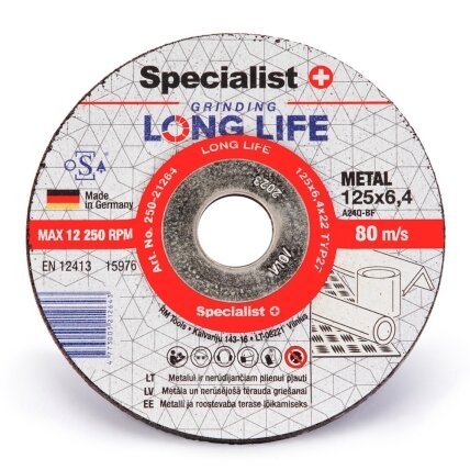 Specialist+ SPECIALIST+ šlif. diskas LONG LIFE, 125x6.4x22 mm 3 Specialist+ SPECIALIST+ šlif. diskas LONG LIFE, 125x6.4x22 mm 3