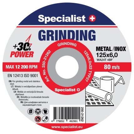 Specialist+ SPECIALIST+ šlifavimo diskas GRINDING, 125x6x22 mm Specialist+ SPECIALIST+ šlifavimo diskas GRINDING, 125x6x22 mm