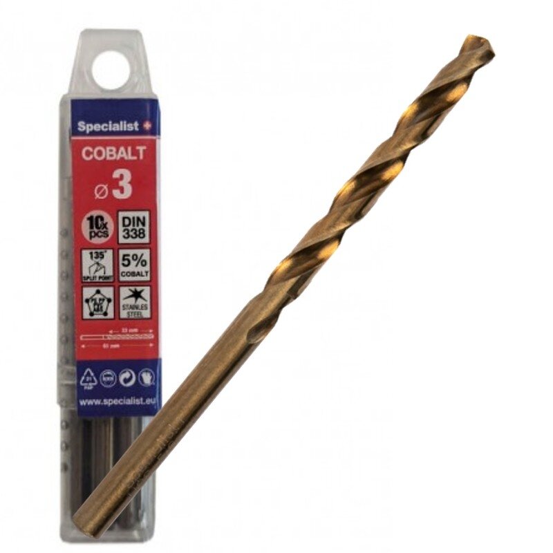 Specialist+ SPECIALIST+ metalo grąžtas COBALT, 3 mm, 10 vnt. Specialist+ SPECIALIST+ metalo grąžtas COBALT, 3 mm, 10 vnt.