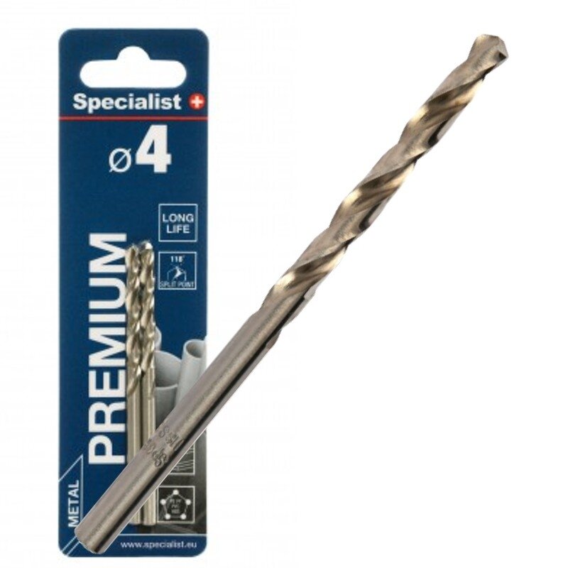 Specialist+ SPECIALIST+ metalo grąžtas PREMIUM, 4 mm, 2 vnt. 2 Specialist+ SPECIALIST+ metalo grąžtas PREMIUM, 4 mm, 2 vnt. 2