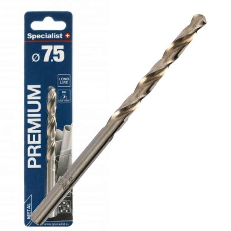 Specialist+ SPECIALIST+ metalo grąžtas PREMIUM, 7.5 mm Specialist+ SPECIALIST+ metalo grąžtas PREMIUM, 7.5 mm