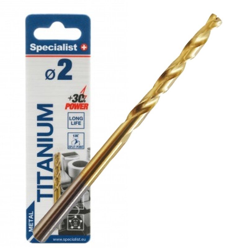 Specialist+ SPECIALIST+ metalo grąžtas TITAN, 2 mm, 2 vnt. Specialist+ SPECIALIST+ metalo grąžtas TITAN, 2 mm, 2 vnt.