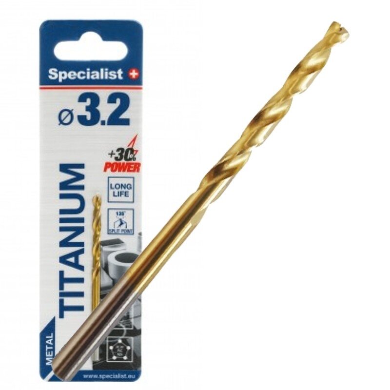 Specialist+ SPECIALIST+ metalo grąžtas TITAN, 3.2 mm Specialist+ SPECIALIST+ metalo grąžtas TITAN, 3.2 mm