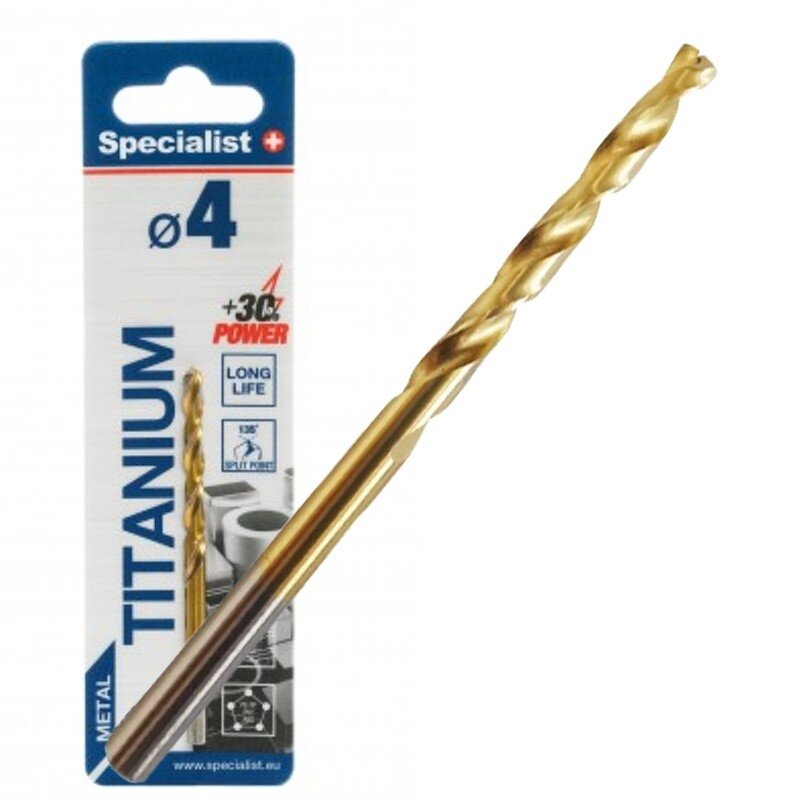 Specialist+ SPECIALIST+ metalo grąžtas TITAN, 4 mm