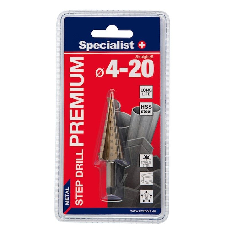 Specialist+ SPECIALIST+ žingsninis grąžtas PREMIUM, ⌀4-20 2 Specialist+ SPECIALIST+ žingsninis grąžtas PREMIUM, ⌀4-20 2