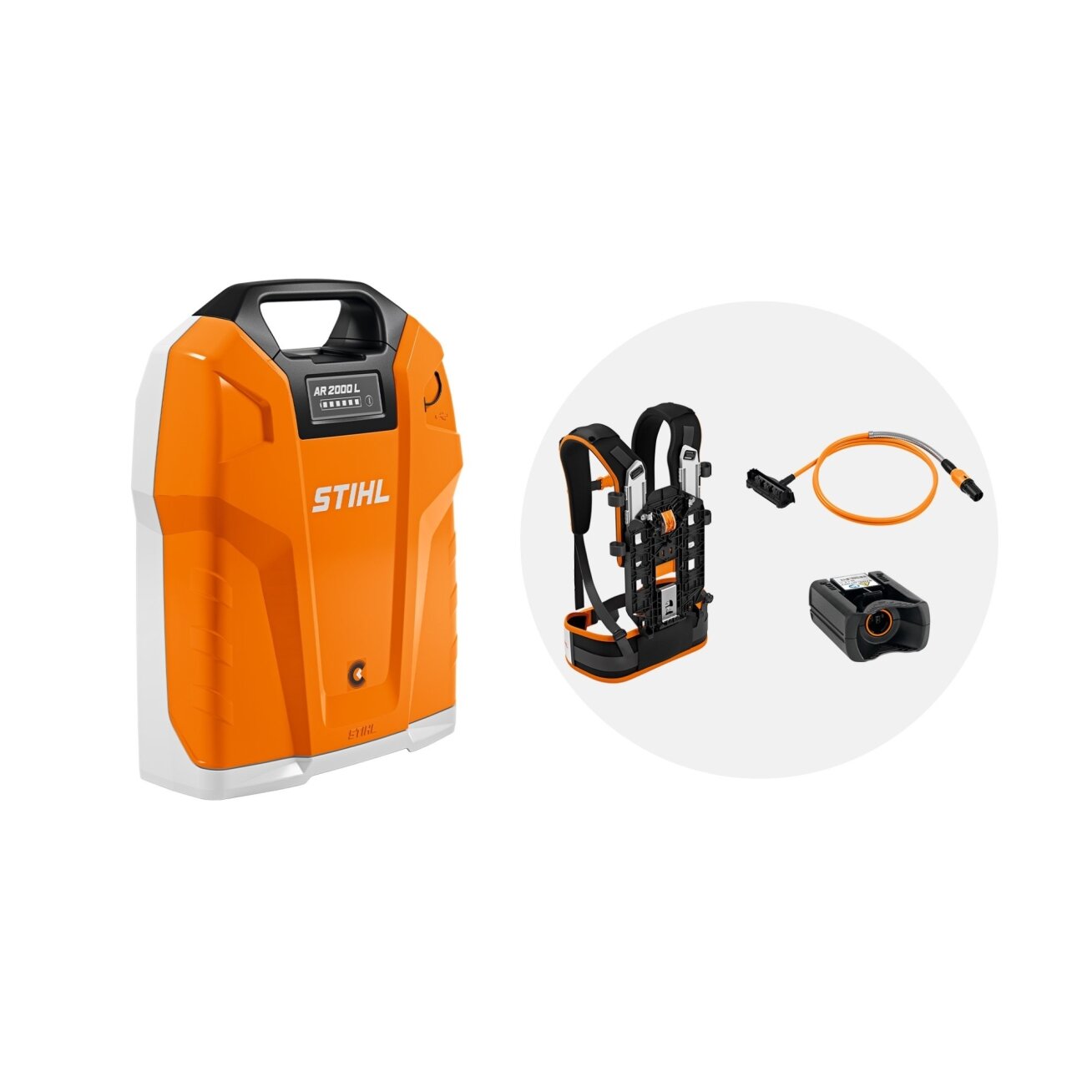 Stihl Akumuliatoriaus STIHL AR 2000 L komplektas (jung. laidas, adapteris, nešiojimo sistema) Stihl Akumuliatoriaus STIHL AR 2000 L komplektas (jung. laidas, adapteris, nešiojimo sistema)