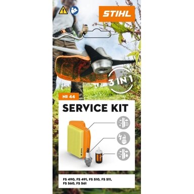 Stihl Rinkinys serviso Nr. 44 - Filtras oro + žvakė-14mm + filtras kuro (FS490,491,510,511,560,561)