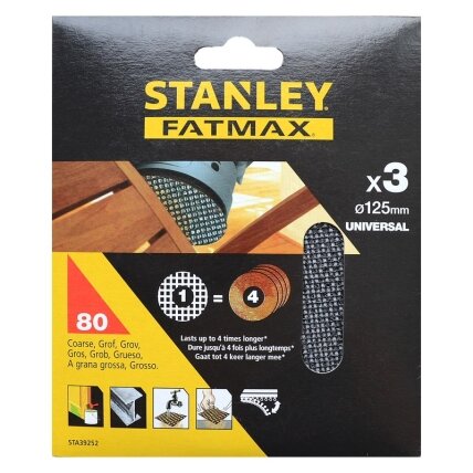 Stanley Šlif. tinklelis VELCRO 125 mm, 3 x 80 g 2 Stanley Šlif. tinklelis VELCRO 125 mm, 3 x 80 g 2