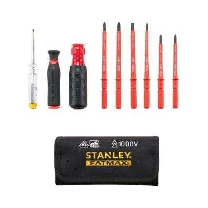Stanley Stanley Fatmax VDE el. atsuktuvų rink. 10 vnt. krepšyje, 1000V 1 Stanley Stanley Fatmax VDE el. atsuktuvų rink. 10 vnt. krepšyje, 1000V 1