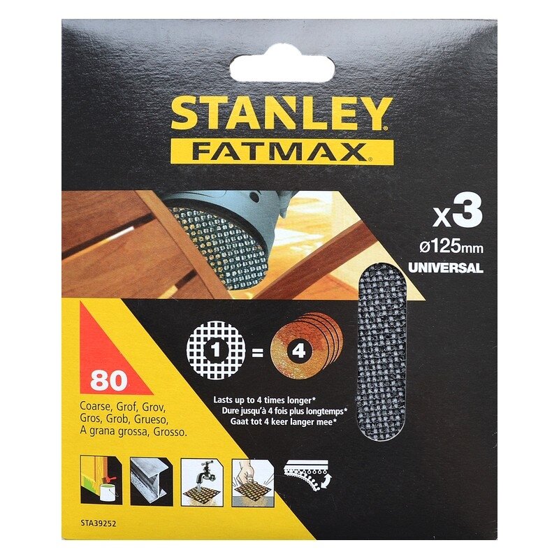 Stanley Šlif. tinklelis VELCRO 125 mm, 3 x 240 g 2 Stanley Šlif. tinklelis VELCRO 125 mm, 3 x 240 g 2