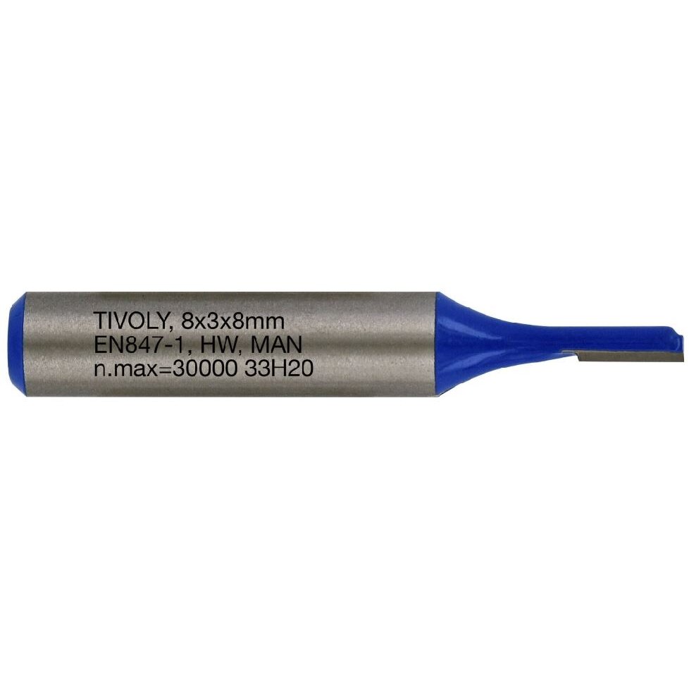 Straight slot cutter, 3x8 mm, 8mm shank