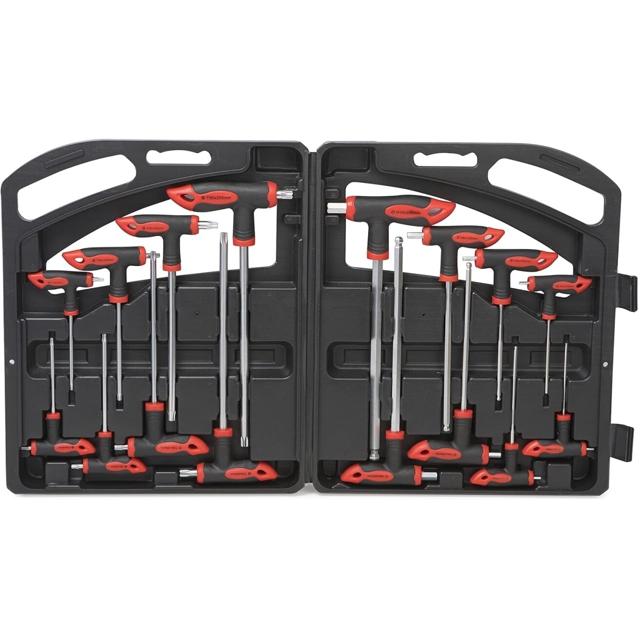 T-tipo šešiakampių raktų rinkinys TORX ir HEX (apvalia galvute) 16vnt. T-tipo šešiakampių raktų rinkinys TORX ir HEX (apvalia galvute) 16vnt.
