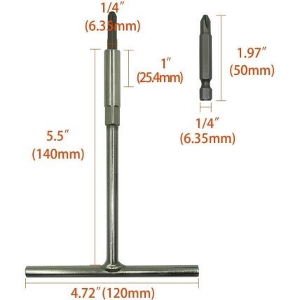 T tipo rankena + JIS 1/4'' antgalių rinkinys 6vnt. 1 T tipo rankena + JIS 1/4'' antgalių rinkinys 6vnt. 1