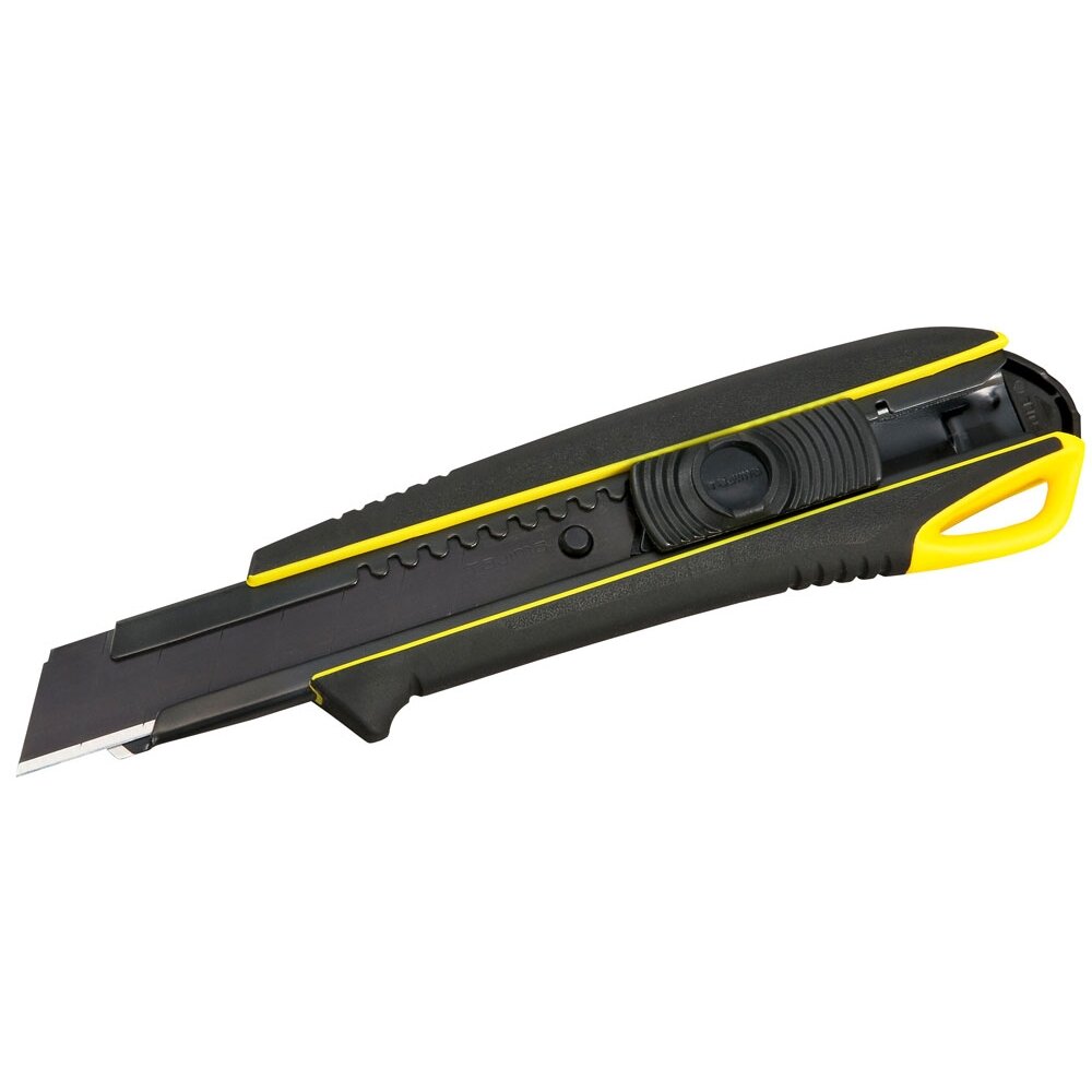 Tajima gumuotas peilis laužomomis 18mm juodosiomis geležtėmis ir automatiniu fiksatoriumi Tajima gumuotas peilis laužomomis 18mm juodosiomis geležtėmis ir automatiniu fiksatoriumi