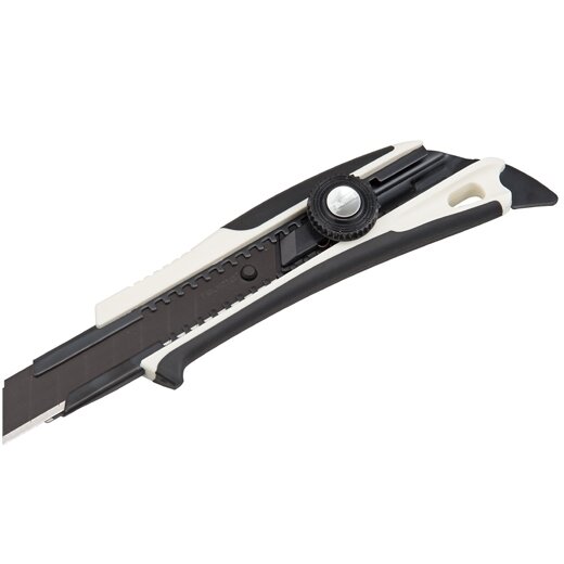 Tajima DORA gumuotas peilis laužomomis 18mm Razar Black geležtėmis, fiksuojamas ratuko pagalba Tajima DORA gumuotas peilis laužomomis 18mm Razar Black geležtėmis, fiksuojamas ratuko pagalba