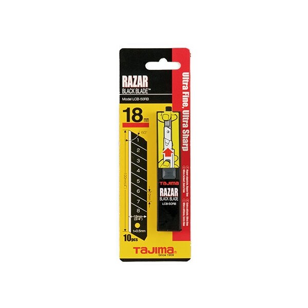 Tajima RAZAR BLACK atsarginės geležtės 18mm, 10vnt Tajima RAZAR BLACK atsarginės geležtės 18mm, 10vnt