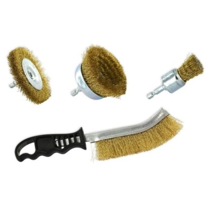 Tivoly Brass-Plated Steel Wood-Brushing Set 3 pc, 1/4" HEX + Ergo Hand Brush Tivoly Brass-Plated Steel Wood-Brushing Set 3 pc, 1/4" HEX + Ergo Hand Brush