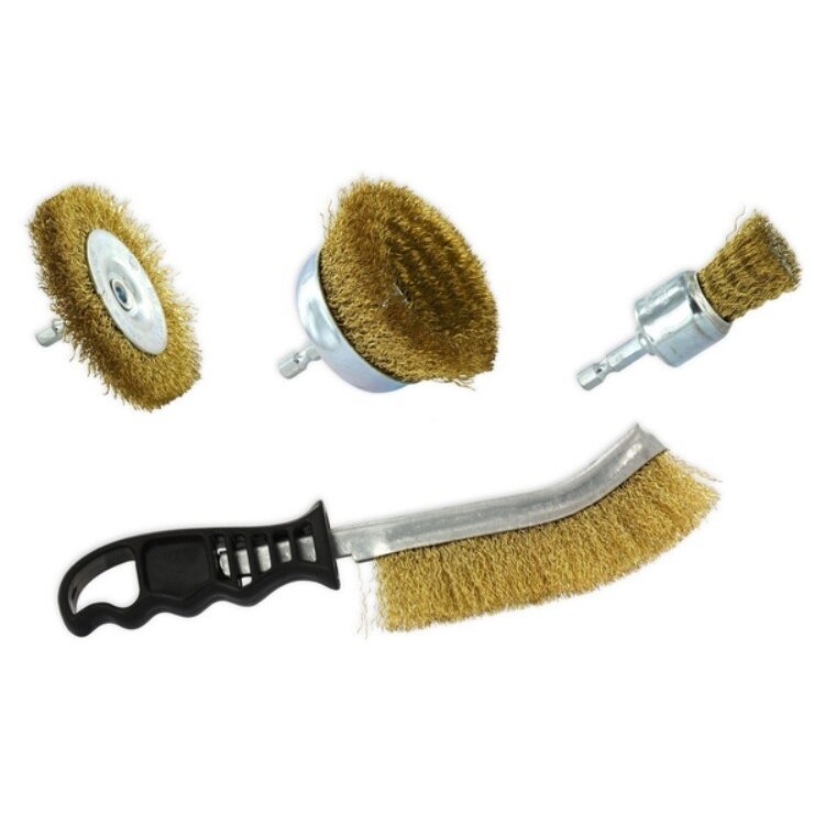 Tivoly Brass-Plated Steel Wood-Brushing Set 3 pc, 1/4" HEX + Ergo Hand Brush Tivoly Brass-Plated Steel Wood-Brushing Set 3 pc, 1/4" HEX + Ergo Hand Brush