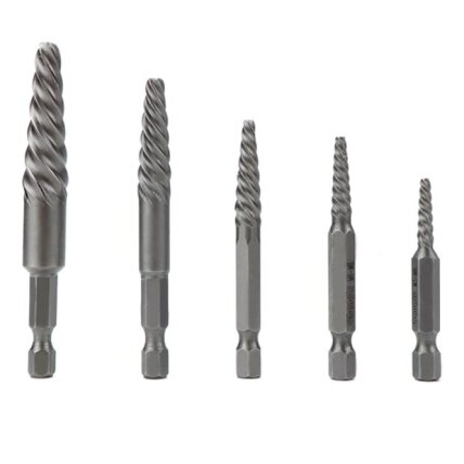 Užlūžusių varžtų išsukėjų rinkininys 1/4" HEX 5vnt. (stambus sriegis) 1 Užlūžusių varžtų išsukėjų rinkininys 1/4" HEX 5vnt. (stambus sriegis) 1