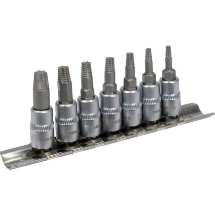 Užlūžusių varžtų išsukėjų rinkinys 1/4" TORX 7vnt. (smulkus sriegis) Užlūžusių varžtų išsukėjų rinkinys 1/4" TORX 7vnt. (smulkus sriegis)