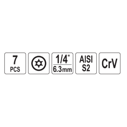 Užlūžusių varžtų išsukėjų rinkinys 1/4" TORX 7vnt. (smulkus sriegis) 2 Užlūžusių varžtų išsukėjų rinkinys 1/4" TORX 7vnt. (smulkus sriegis) 2