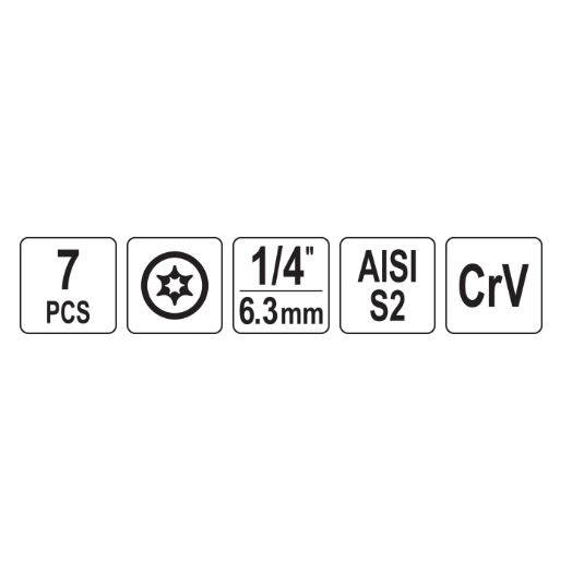 Užlūžusių varžtų išsukėjų rinkinys 1/4" TORX 7vnt. (smulkus sriegis) 2