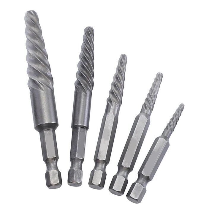 Užlūžusių varžtų išsukėjų rinkininys 1/4" HEX 5vnt. (stambus sriegis) Užlūžusių varžtų išsukėjų rinkininys 1/4" HEX 5vnt. (stambus sriegis)