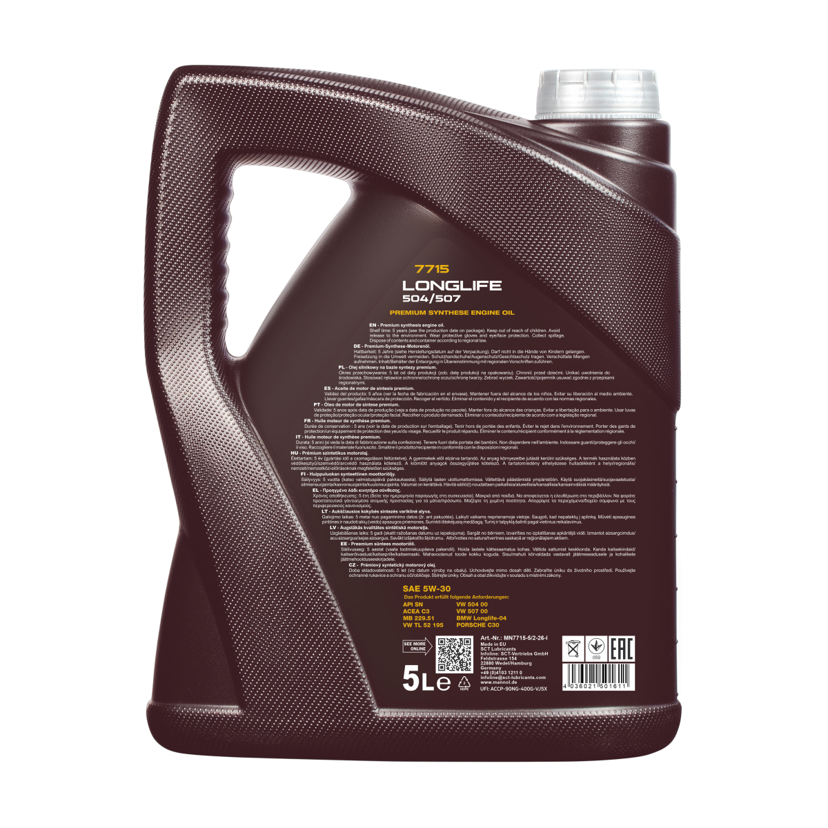 Variklio alyva MANNOL Longlife 5W-30 5l 1