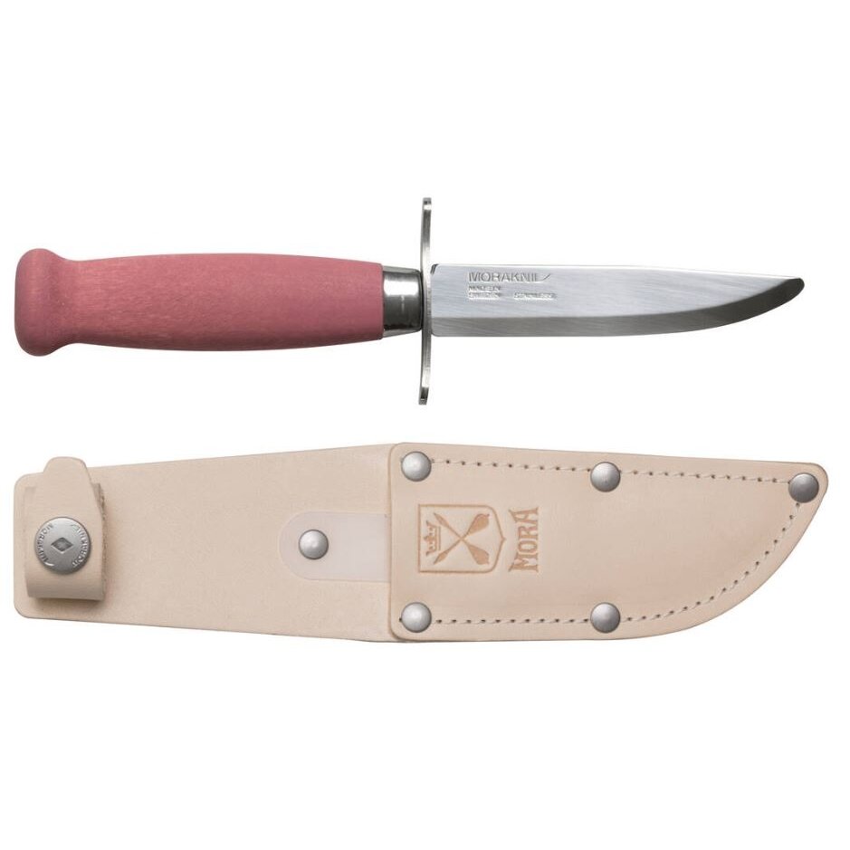 Vaikiškas peilis Morakniv Scout 39 Safe, odinis dėklas, dviguba pirštų apsauga, spalva bordinė Vaikiškas peilis Morakniv Scout 39 Safe, odinis dėklas, dviguba pirštų apsauga, spalva bordinė