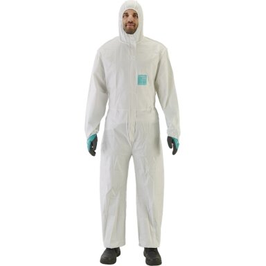 Vienkartinis kombinezonas Type 5/6 Ansell Alphatec 2000 Comfort, baltas, kvėpuojanti nugarinė dalis, dydis M