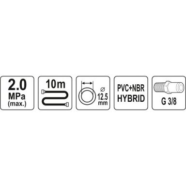 Žarna hibridinė su išoriniais sriegiais 3/8" (Ø12.5x17mm) 10m