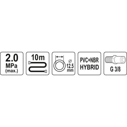 Žarna hibridinė su išoriniais sriegiais 3/8" (Ø12.5x17mm) 10m 1