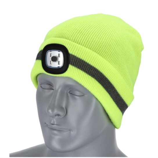 Žieminė kepurė su žibintuvėliu RAY FLUO geltona Žieminė kepurė su žibintuvėliu RAY FLUO geltona