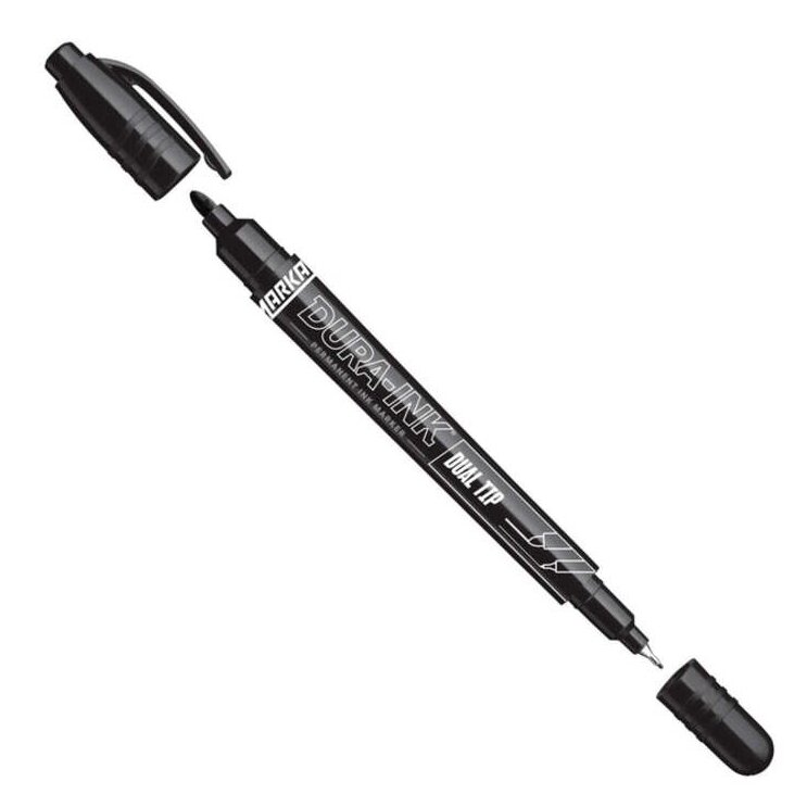 Žymeklis permanentinis DURA-INK dvipusis. 0.7-1.0 mm juodas Žymeklis permanentinis DURA-INK dvipusis. 0.7-1.0 mm juodas